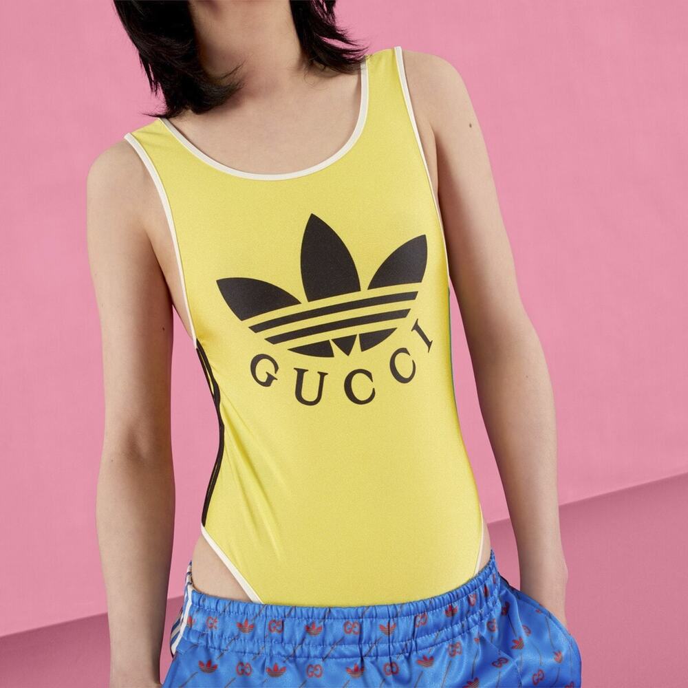 GUCCI x ADIDAS NWT Trefoil Web Stripe One Piece Swimsuit Bodysuit Small
